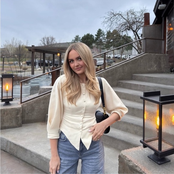 Reformation Martha Front Button Asymmetric Corset Blouse Top Size 2 NWOT - Picture 6 of 11